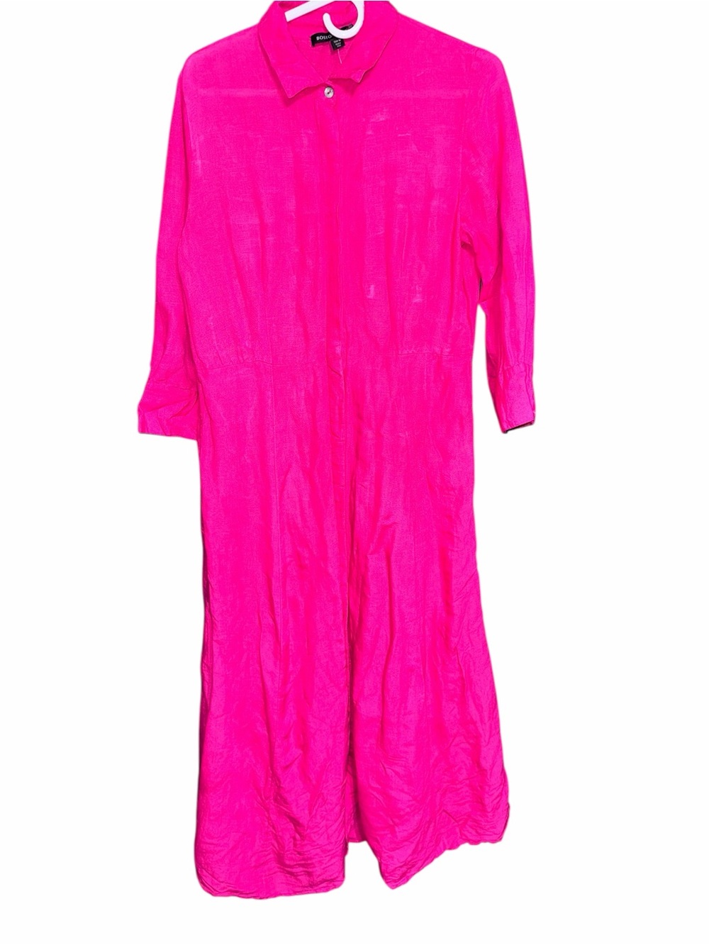 Boston Proper Hot Pink Long Sleeve Jumpsuit